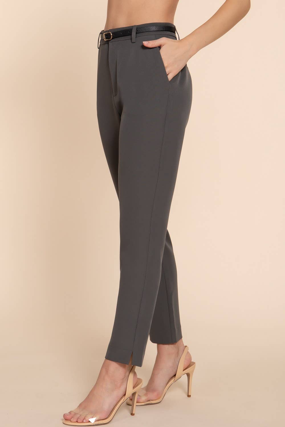Classic Woven Pants With Belt