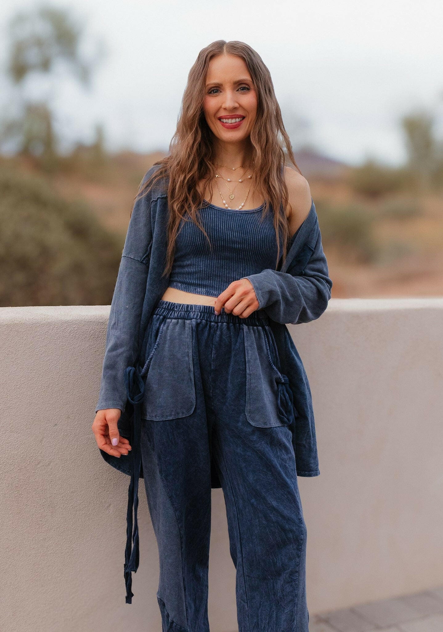 J.HER Mineral Wash Side Ribbon Bow pants