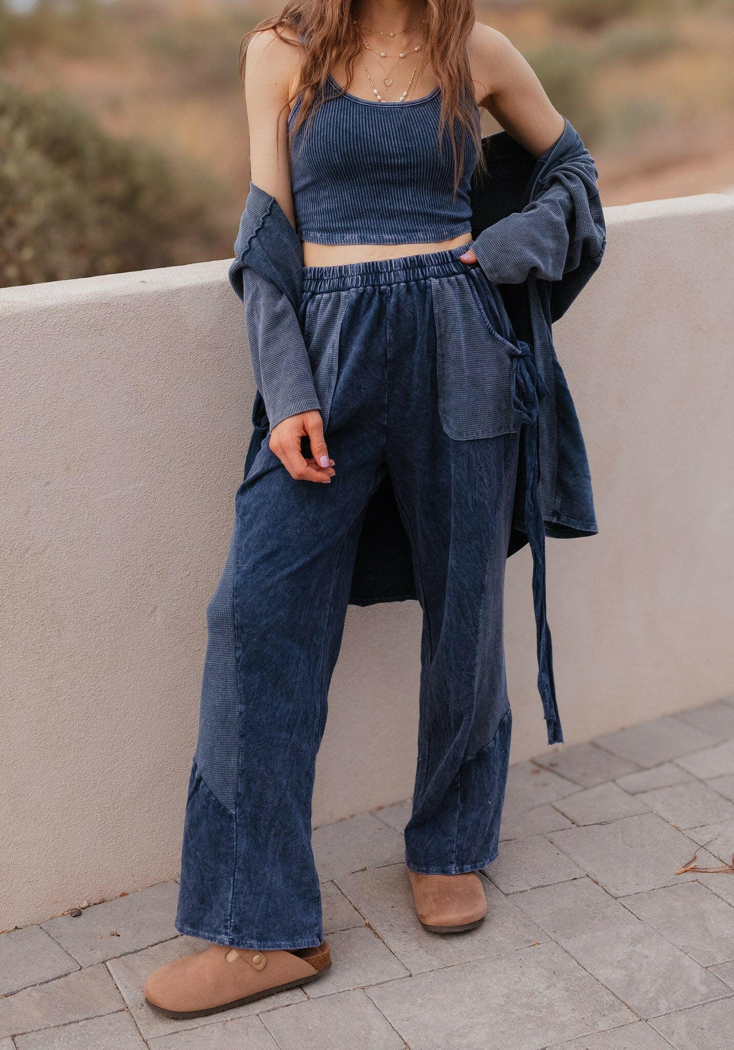 J.HER Mineral Wash Side Ribbon Bow pants