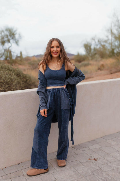 J.HER Mineral Wash Side Ribbon Bow pants