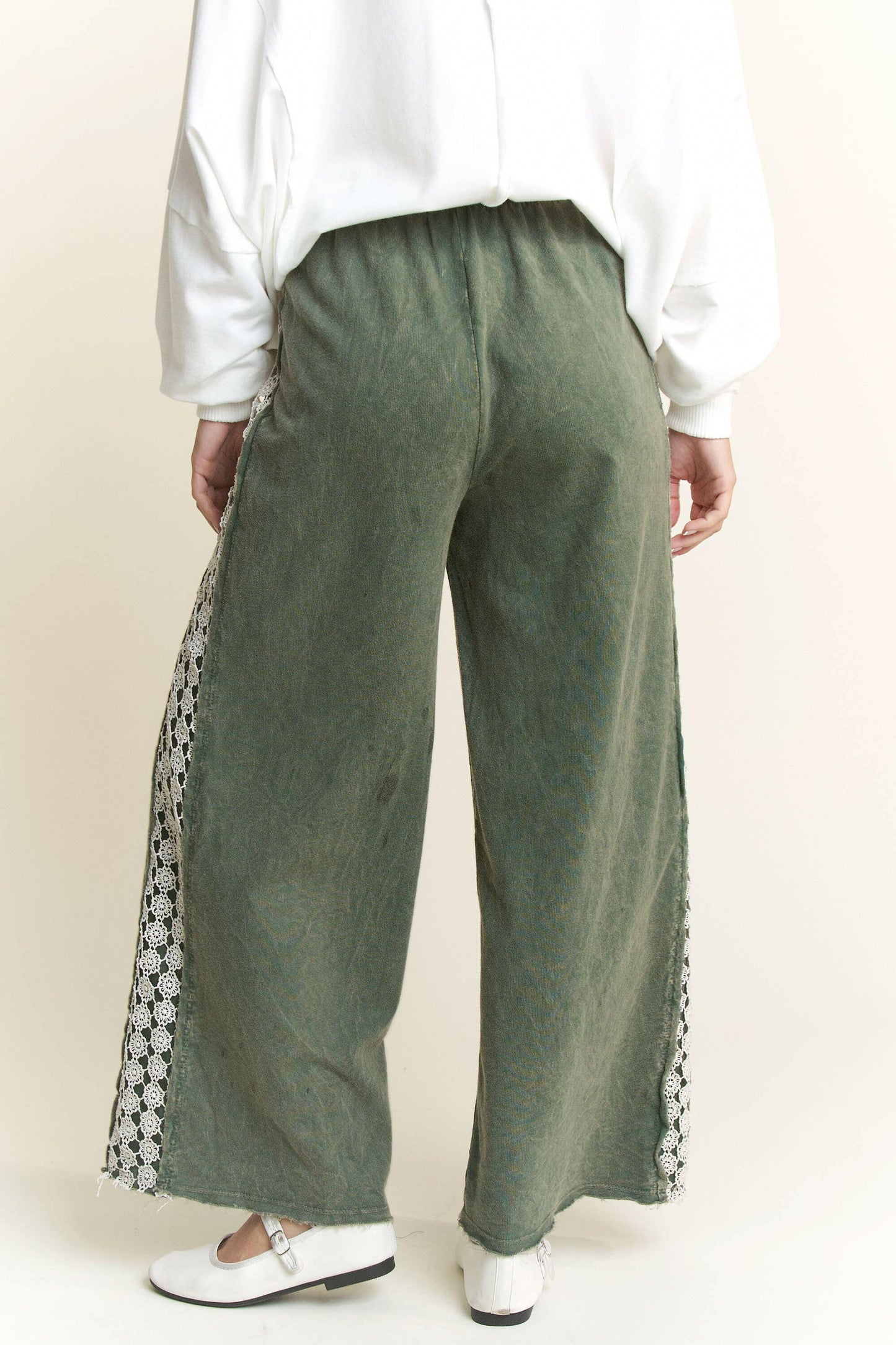 J.Her MineralWash Floral Daisy trim Pants