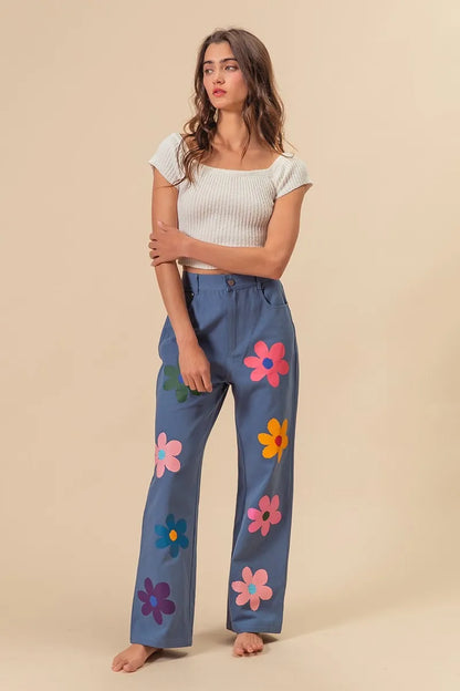 BiBi Floral Print Straight Leg Pants