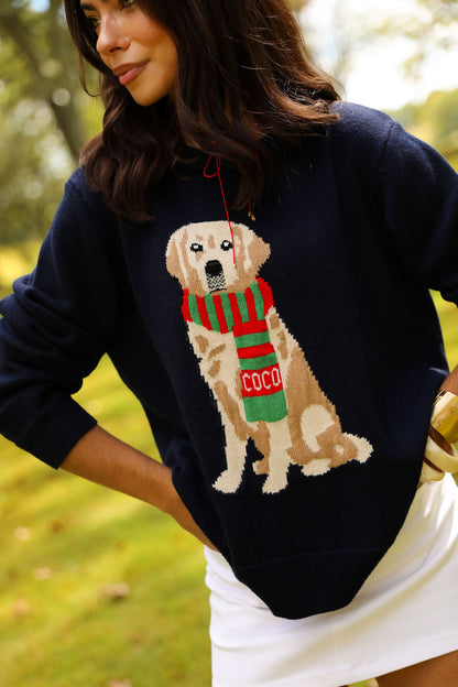 Lab Dog Sweater - Navy