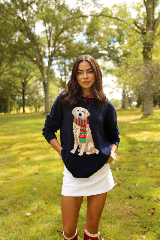 Lab Dog Sweater - Navy