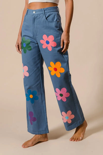 BiBi Floral Print Straight Leg Pants