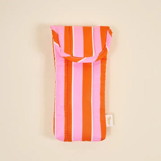 Sicily Stripes Pink Puffy Sunglasses Case