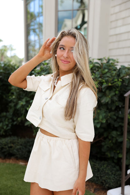 Fallon Denim Set - Cream Denim