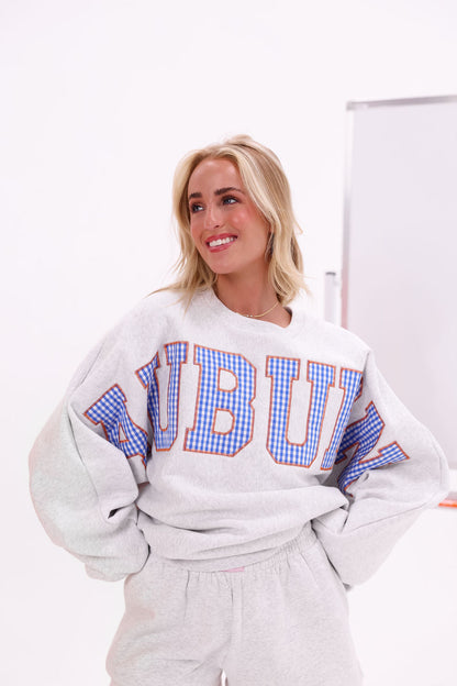 Auburn Gingham Crewneck - Grey