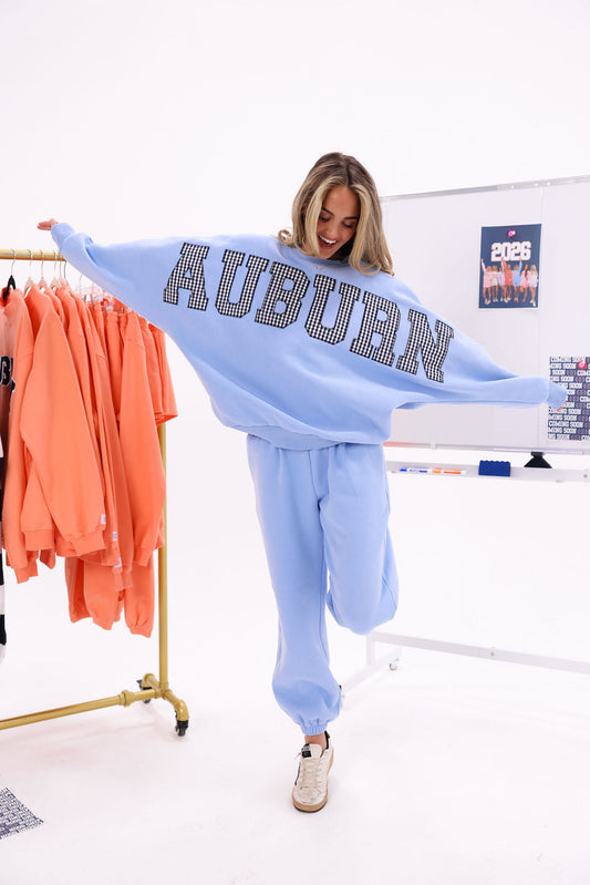 Auburn Gingham Crewneck - Auburn Blue
