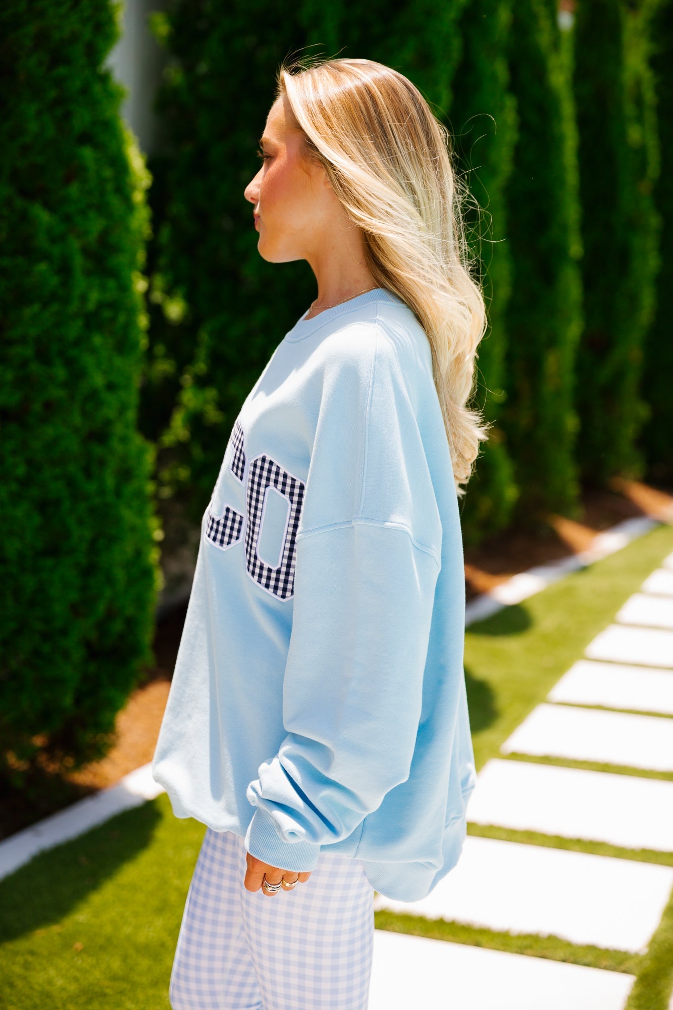 Coco Sweatshirt - Baby Blue Gingham