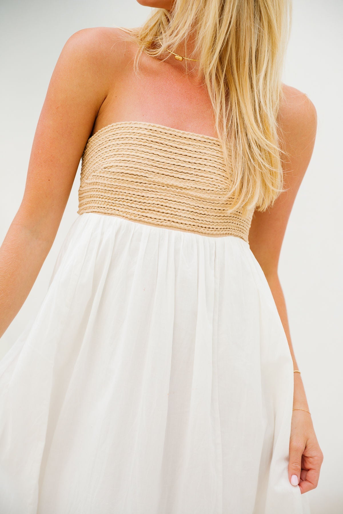 Dockside Maxi Dress - White Voile with Twisted Rope