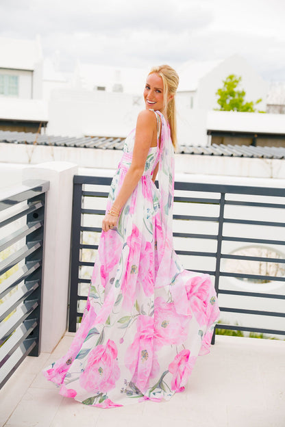 Evangeline Gown - Pink Floral