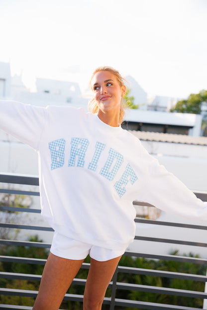 Bride Sweatshirt - Blue Gingham