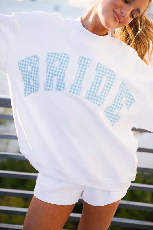 Bride Sweatshirt - Blue Gingham