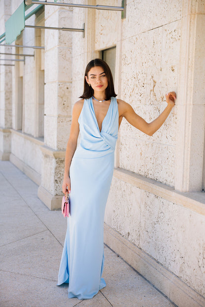 Honey Halter Gown - Baby Blue