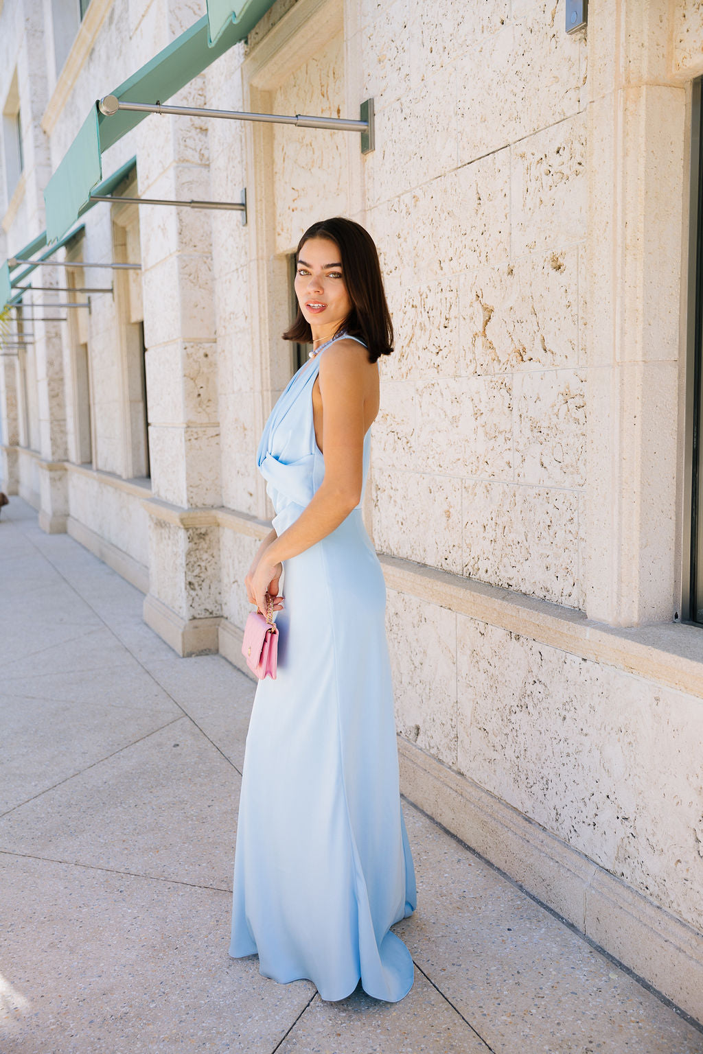 Honey Halter Gown - Baby Blue