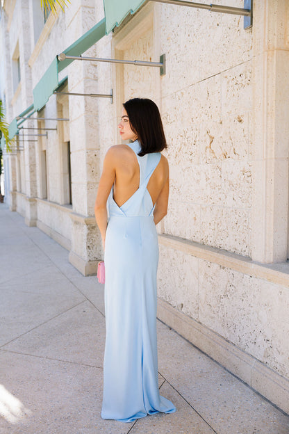 Honey Halter Gown - Baby Blue