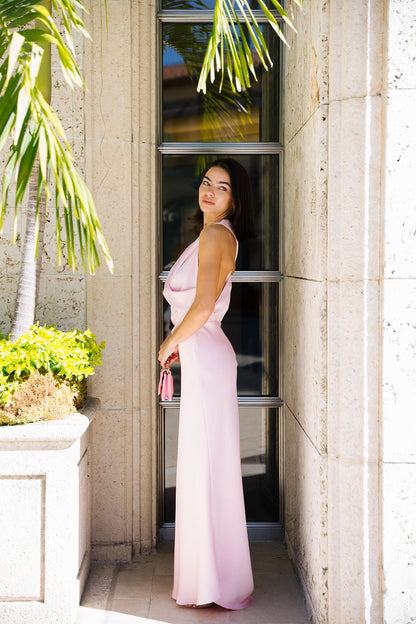 Honey Halter Gown - Peony