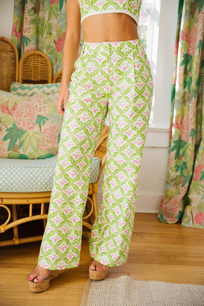 Capri Pant - Palm Lattice Lime