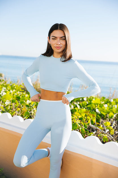 Long Sleeve Crop - Seaside Blue
