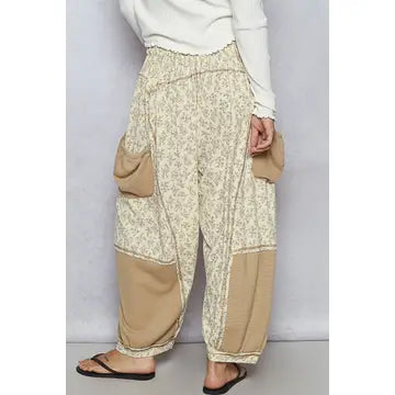 POL Oversized Floral Pattern Printed Knit Pants