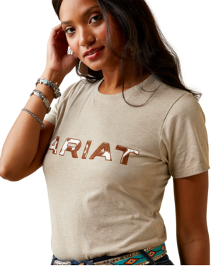 Ariat Ladies Oatmeal Heather Cowhide Logo T-Shirt