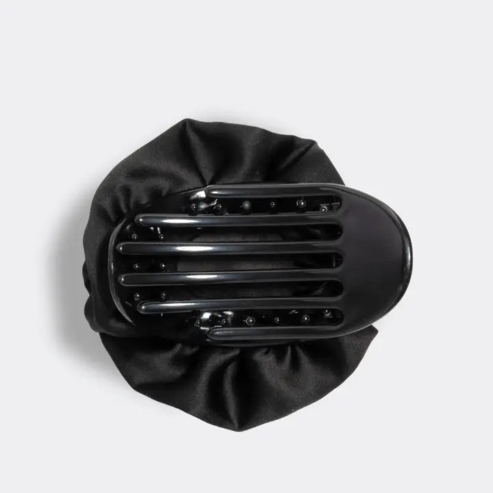 Satin Rosette Medium Flat Cloud Clip (Black)