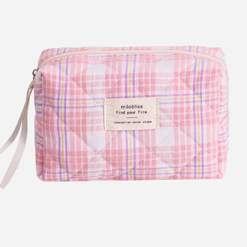 Simple Plaid Makeup Bag (Small)