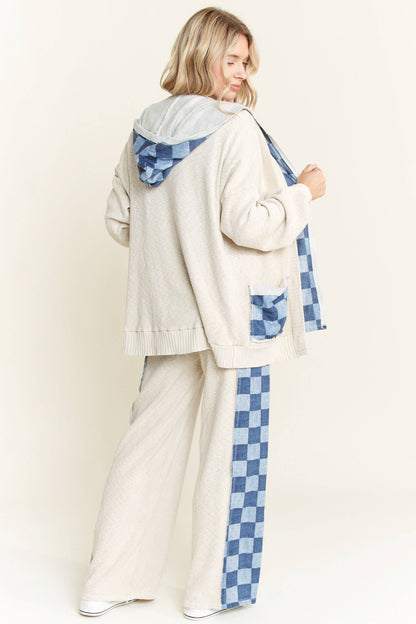 J.HER Mineral Wash Checkerboard Detail Sweater Pants