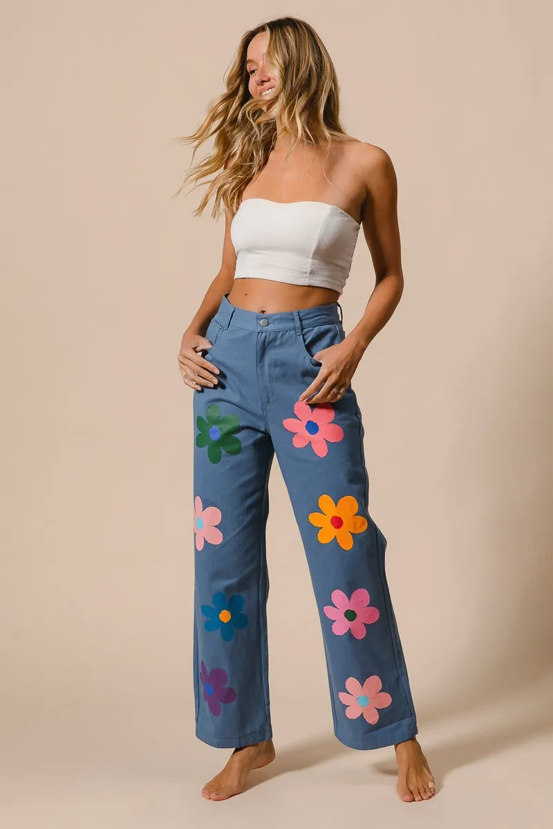 BiBi Floral Print Straight Leg Pants