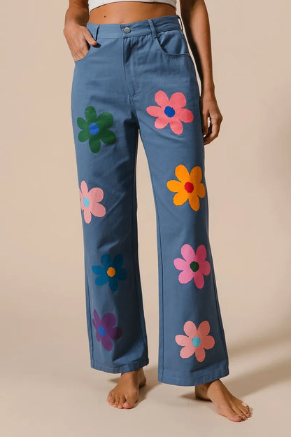 BiBi Floral Print Straight Leg Pants