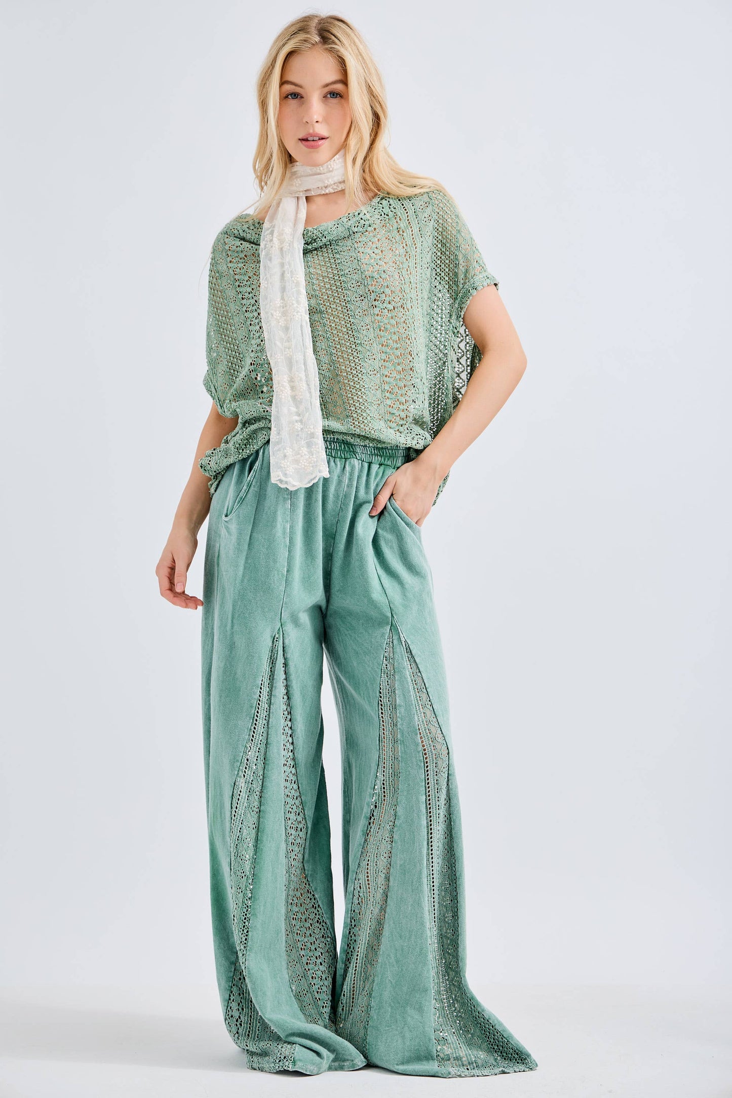 Boho Breeze Lace Flare Pants