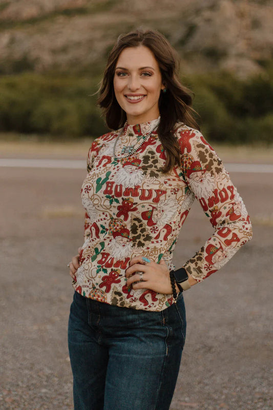 Howdy Santa Mesh Top