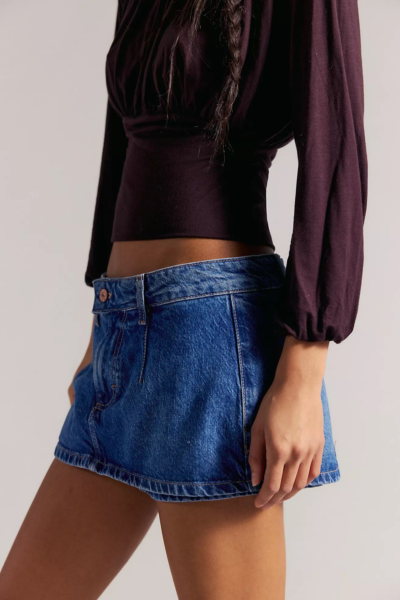 Galivanting Denim Skort - Blue Rebel FREE PEOPLE