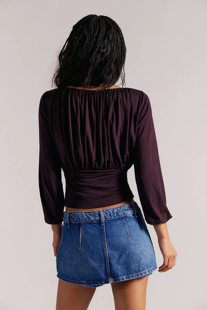 Galivanting Denim Skort - Blue Rebel FREE PEOPLE