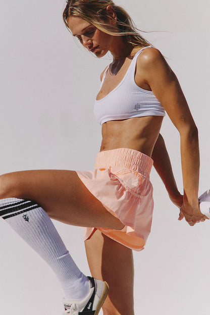 Get Your Flirt On Shorts - Pastel Peach FREE PEOPLE