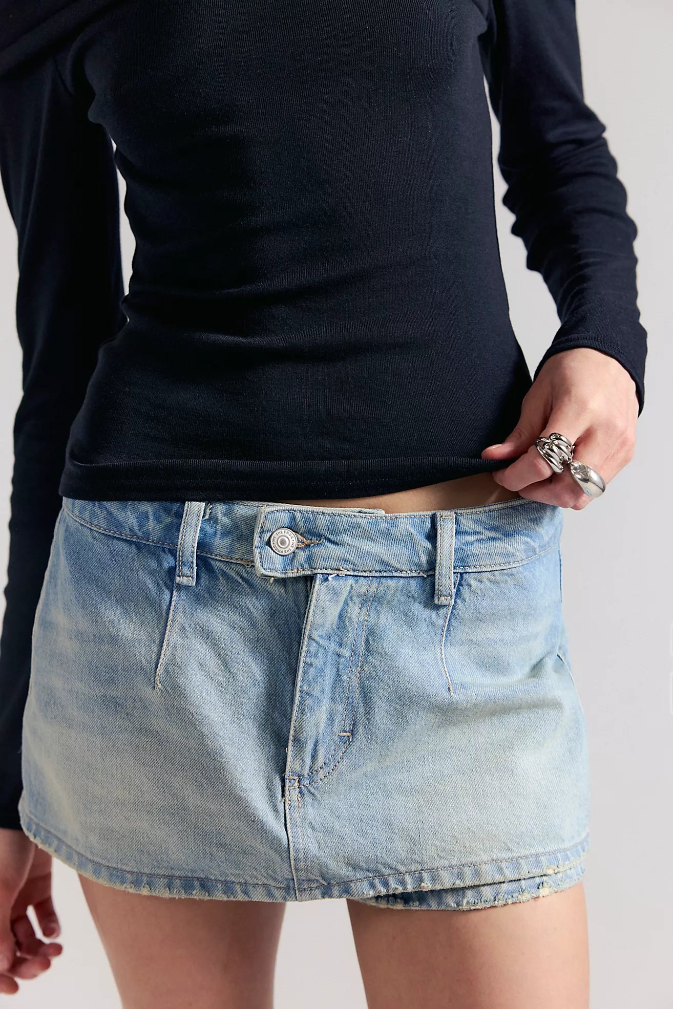 Galivanting Denim Skort - Aegean FREE PEOPLE