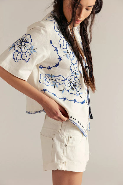 Cali Cuffed Shortie - White FREE PEOPLE