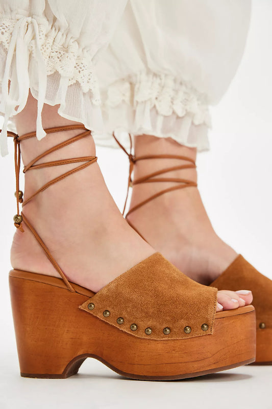 Front Row Wrap Clog - Vachetta Voyage Suede FREE PEOPLE