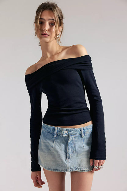 Galivanting Denim Skort - Aegean FREE PEOPLE