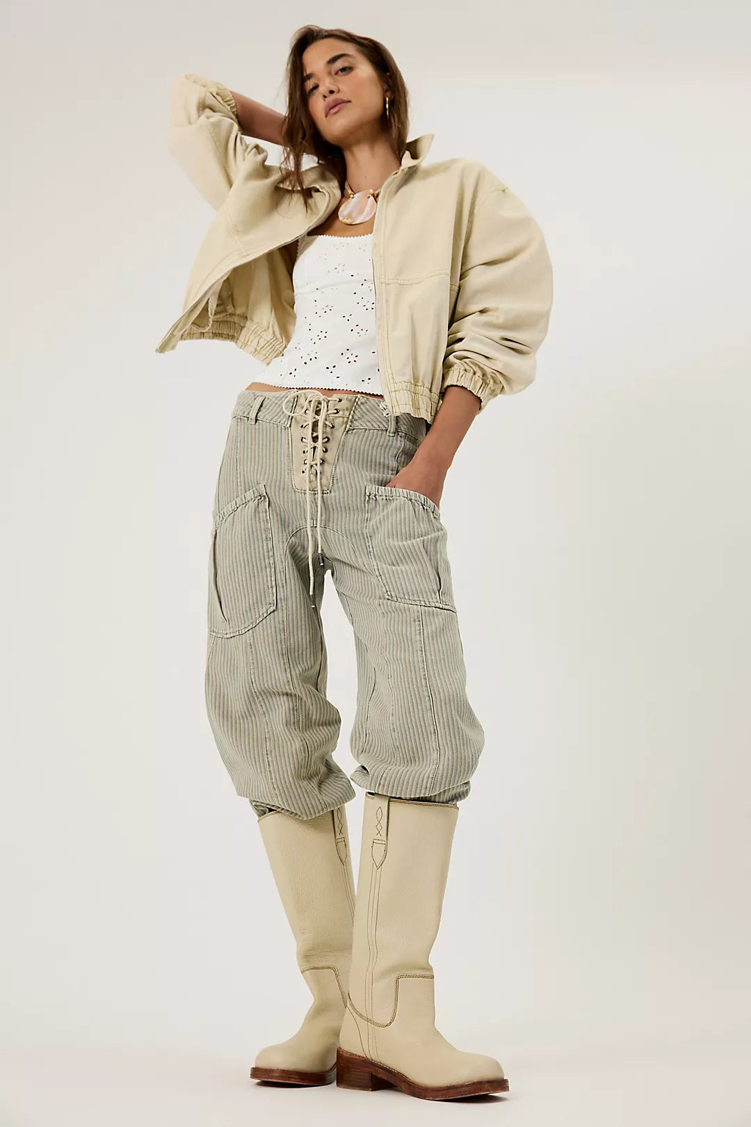 Blaze Pull-On Boots - Parchment FREE PEOPLE
