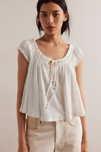 Dahlia Tee - White FREE PEOPLE