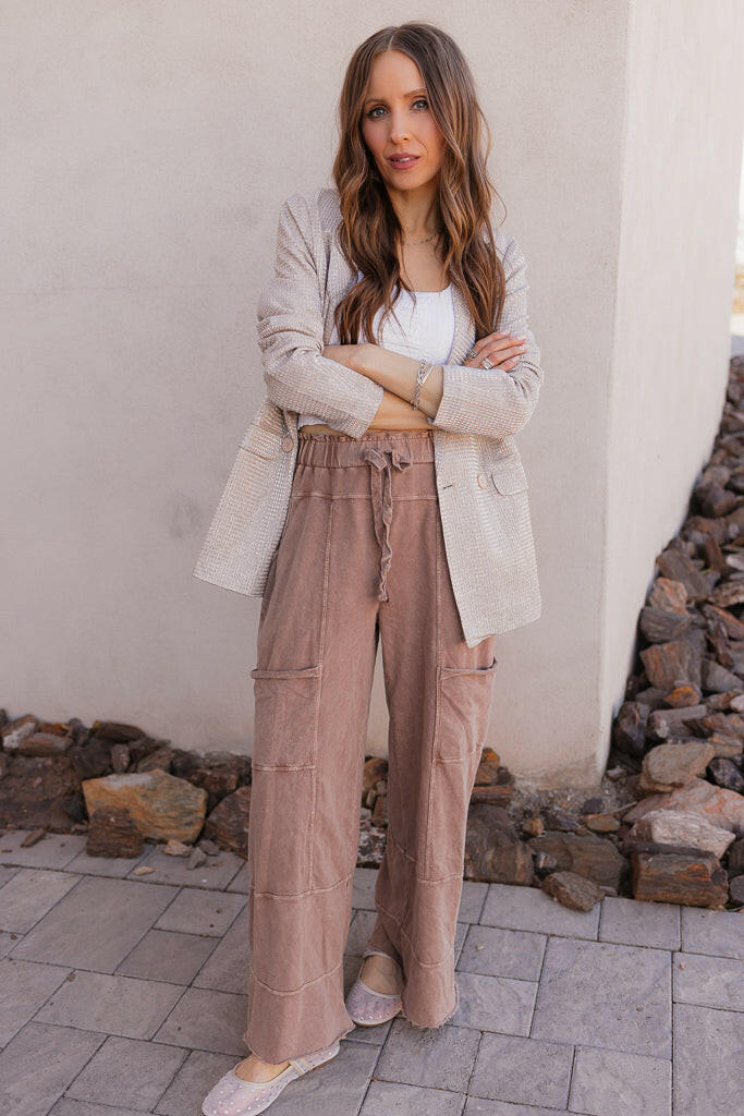 Seaside Breeze Mineral Wash Wide Leg Cropped Pants