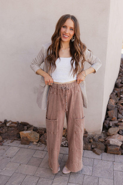 Seaside Breeze Mineral Wash Wide Leg Cropped Pants