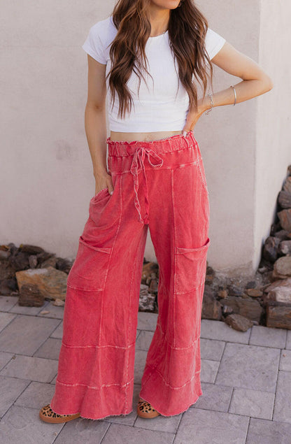 Seaside Breeze Mineral Wash Wide Leg Cropped Pants