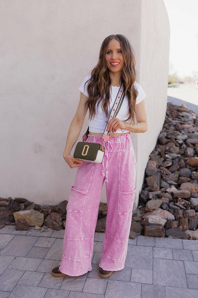 Seaside Breeze Mineral Wash Wide Leg Cropped Pants