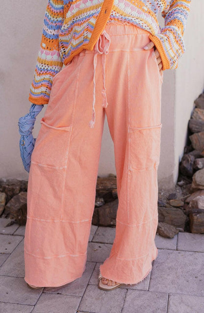 Seaside Breeze Mineral Wash Wide Leg Cropped Pants