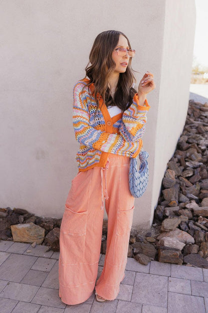 Seaside Breeze Mineral Wash Wide Leg Cropped Pants