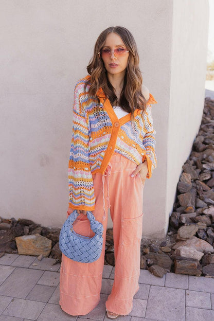 Seaside Breeze Mineral Wash Wide Leg Cropped Pants
