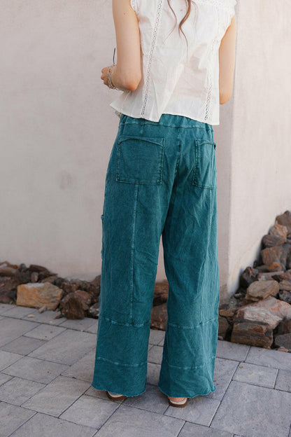 Seaside Breeze Mineral Wash Wide Leg Cropped Pants
